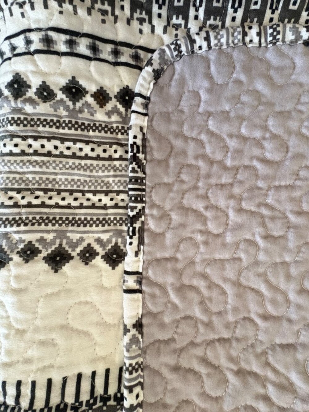Quilt Boho Southwestern Geometric Tribal Aztec Style Solid Gray Back Full/Queen - Picture 2 of 5
